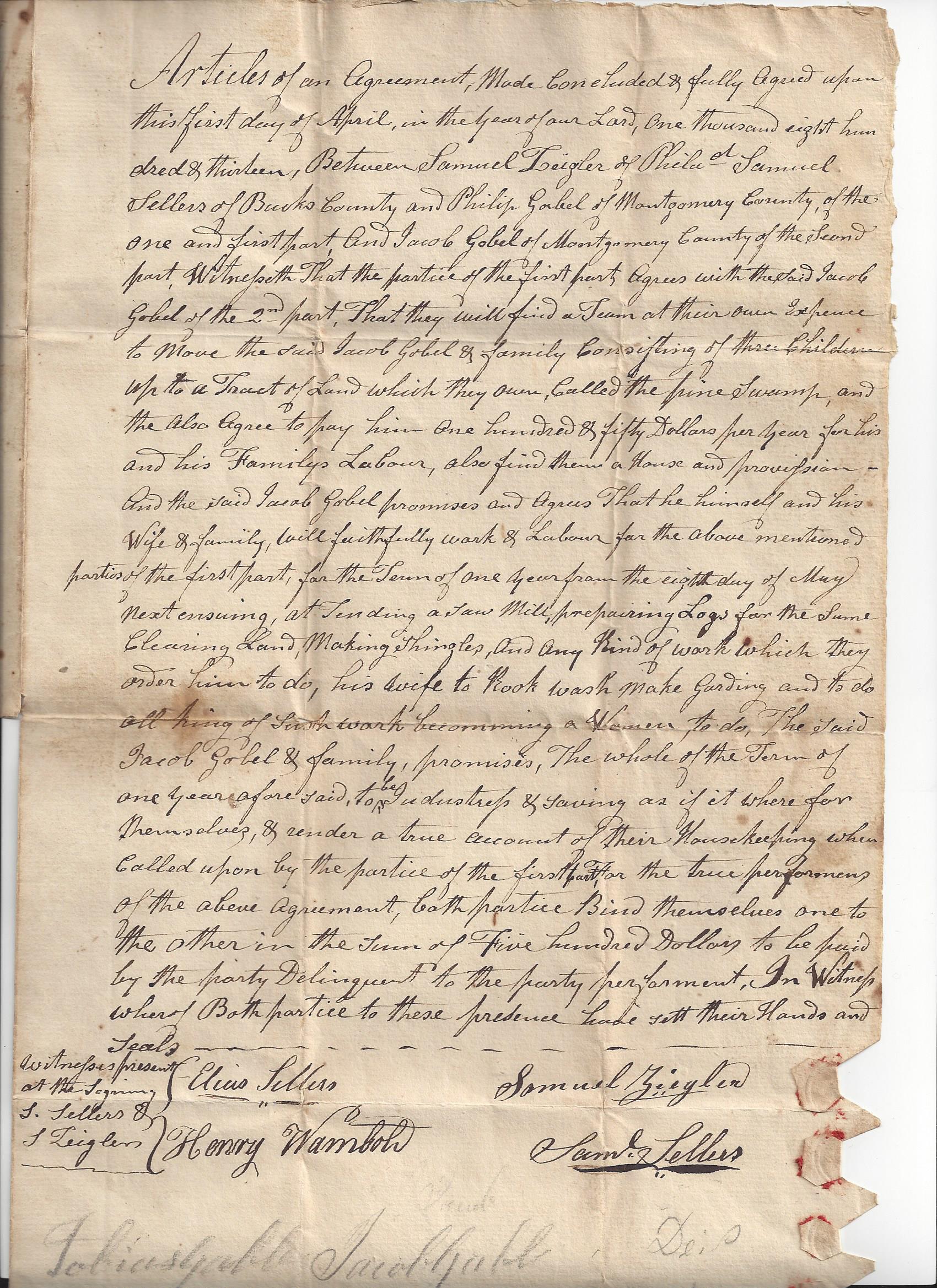 1813 Article of AGreement